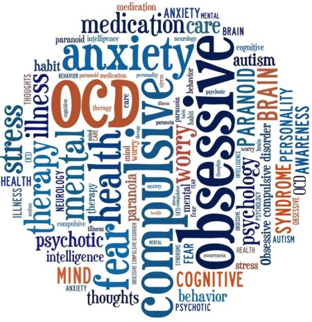 OCD or Obsessive Compulsive Disorder in word collage